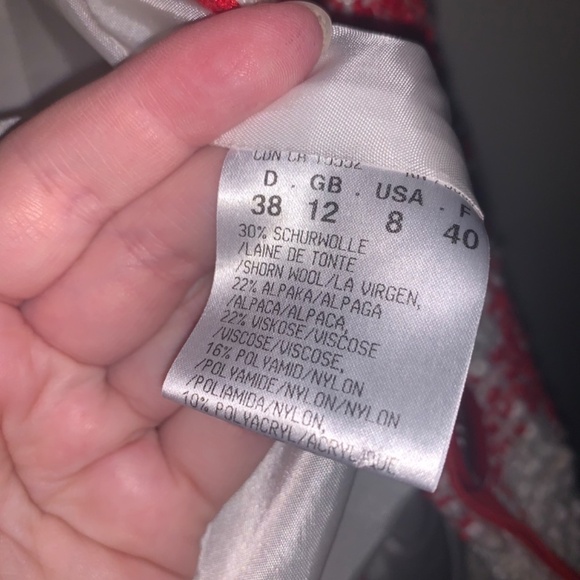 Hauber Red White Tweed Metallic Blazer Alpaca Wool Blend 8 - Picture 4 of 13